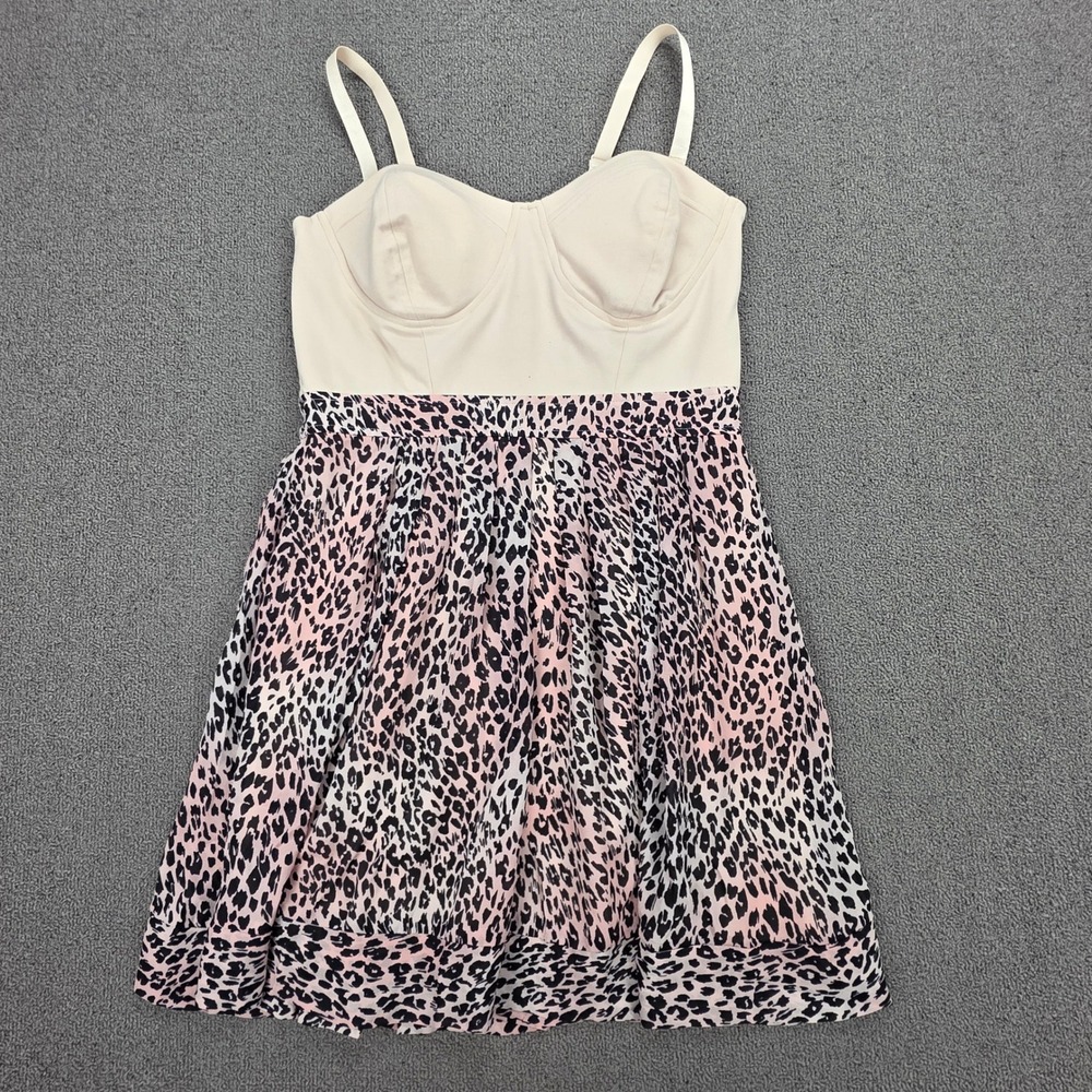 Kardashian Kollection‎ Pink Leopard Bustier Mini Dress Cream Top Size Medium